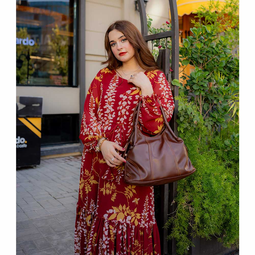 LAME SOFT BAG BROWN